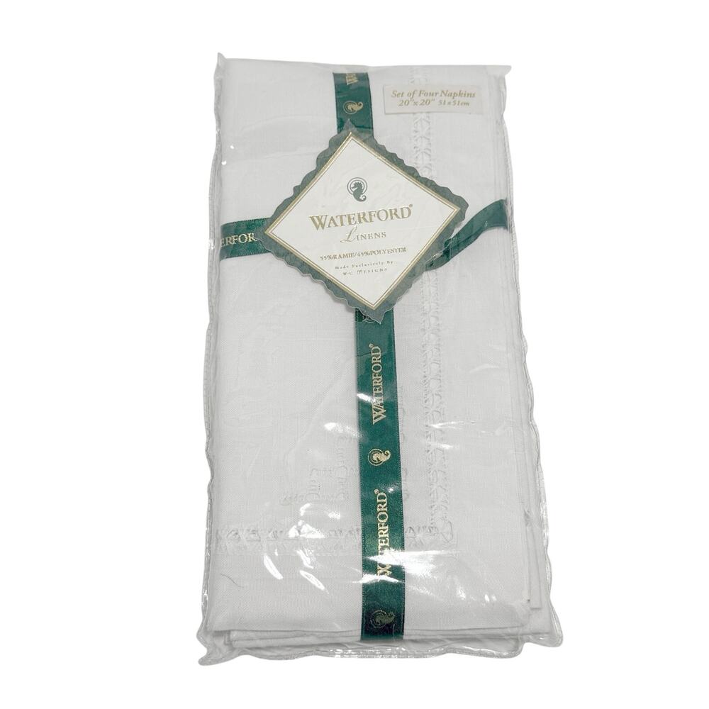 Waterford Set of 4 Kings Court 20" x 20" White Napkins NEW Table Linens